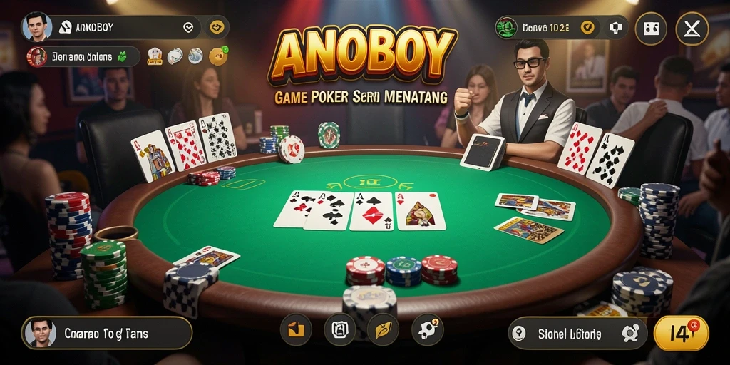 Gameplay seru ANOBOY saat bermain poker online.