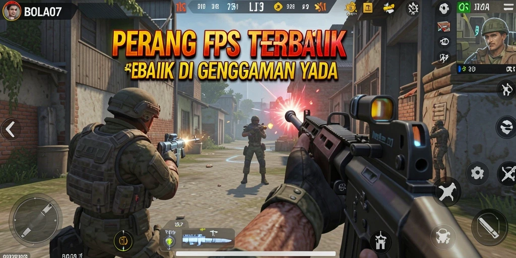 Tampilan gameplay seru BOLA07 dalam aksi tembak-menembak.
