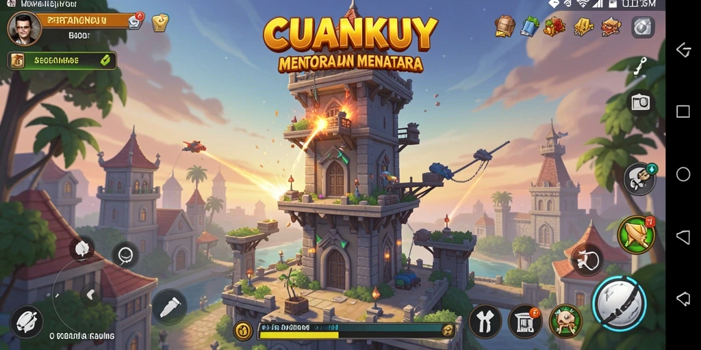 Tampilan gameplay menara pertahanan yang menegangkan di CUANKUY.
