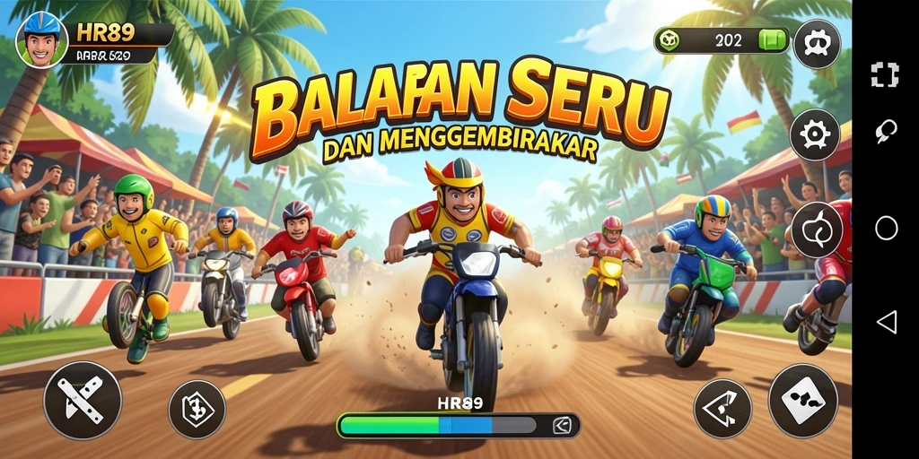 Menampilkan gameplay balapan yang intens dan mendebarkan.