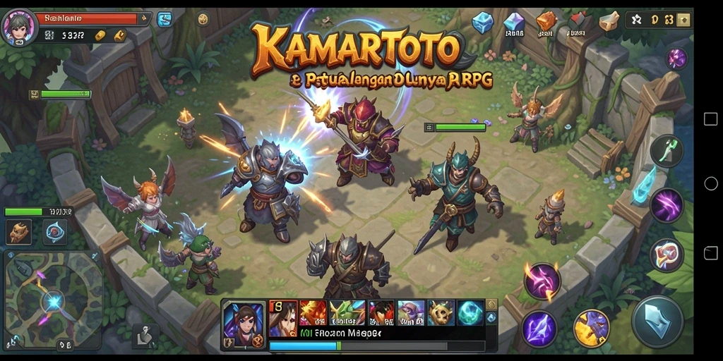 Screenshot gameplay KAMARTOTO yang menampilkan pertempuran seru dan karakter menarik.