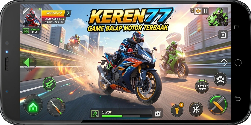 Beraksi dalam permainan balap motor KEREN77 yang seru.