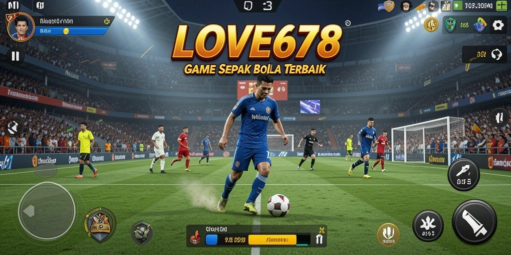 Tangkapan layar LOVE678 menampilkan aksi seru dalam pertandingan sepak bola.