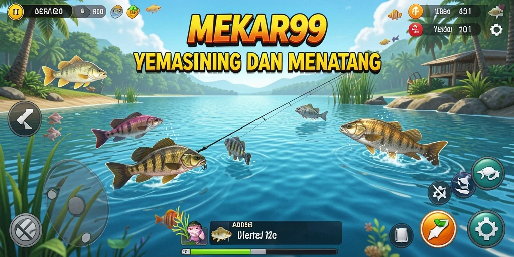 Tangkapan layar gameplay MEKAR99 dengan suasana memancing yang menawan.