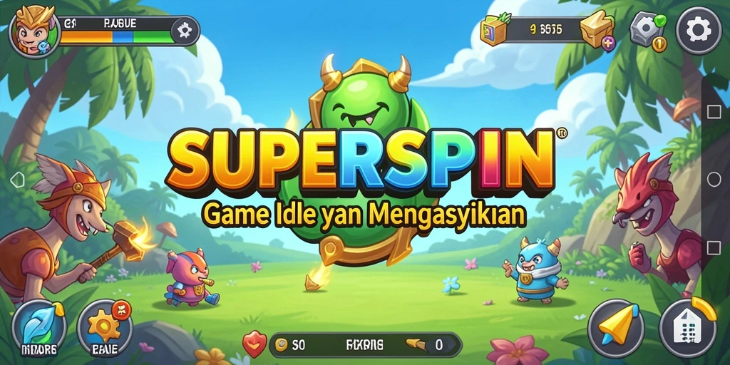 Tampilan gameplay <strong>SUPERSPIN</strong> dengan mekanisme Idle yang menarik.