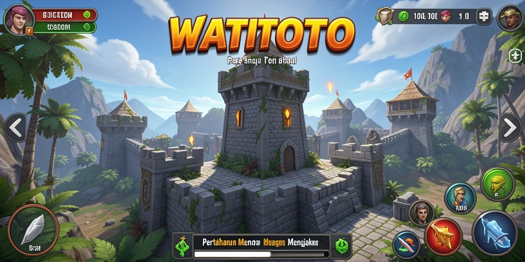 Tampilan gameplay seru WATITOTO dalam pertahanan menara.